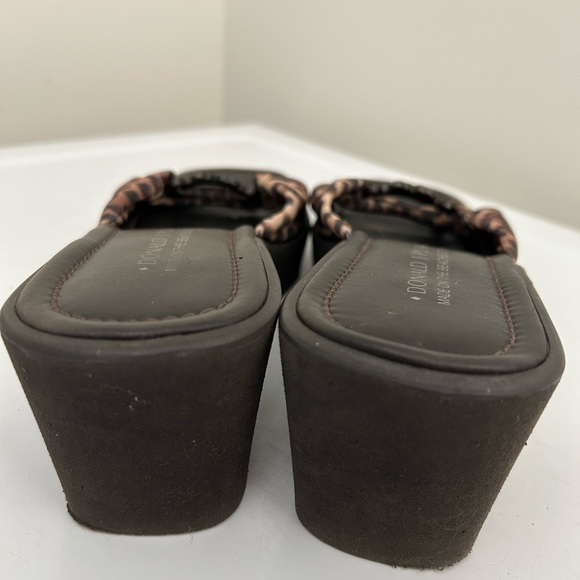 Donald Pliner Leopard Print Wedge Sandals Brown Tan Size 9N Narrow - Picture 8 of 11